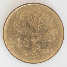 Moneta da 20 lire del 1980