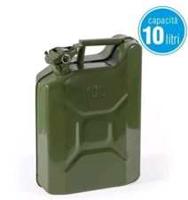 TANICA 10 LITRI IN METALLO MILITARE PER TRASPORTO CARBURANTE BENZINA OMOLOGATA