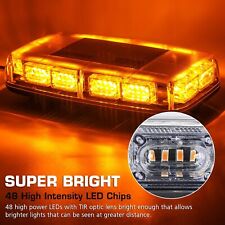 BARRA LAMPEGGIANTE STROBO LED 12-24V BASE MAGNETICA GIALLO EMERGENZA 48LED