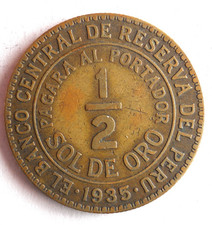 1945 PERU 1/2 SOL DE ORO -