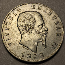 5 LIRE STEMMA 1878 R REGNO