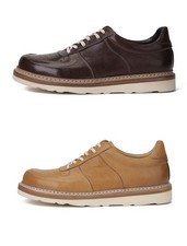 Scarpe da lavoro casual stile americano retrò uomo stringate punta tonda vera pelle tavola