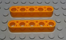 Lego Technic Barra Forata 1x5 Arancione 2 Pezzi