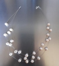 COLLANA PERLE DI FIUME SU FILI ARGENTO 925 GIOIELLO DONNA SPLENDIDA CON SCATOLA