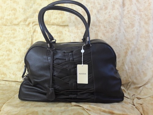 Borsa pelle bauletto agnona - pelle,