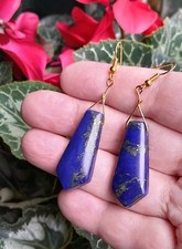 ORECCHINI BELLISSIMO LAPISLAZZULO NATURALE E ORO 23K PL ORECCHINI CIELI STELLATI