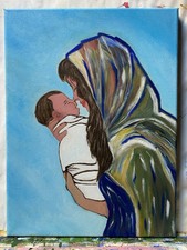 Quadro Dipinto Olio su tela senza cornice 30x40. La Mamma.