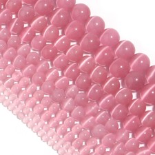 Perline di vetro sfuse rotonde occhio di gatto rosa per bracciali fai da te accessori collana
