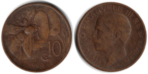 Italia centesimi 1920 - 10,