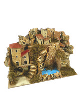 Paesaggio con Case e Lago Cm 15x28x20h - Scenografia per Presepe