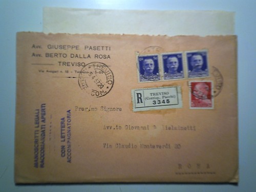 Busta viaggiata racc avv - viaggiata, racc.