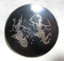 SPILLA VINTAGE SIAM NIELLO ARGENTO STERLING DEA DANZANTE SPILLA 9gr