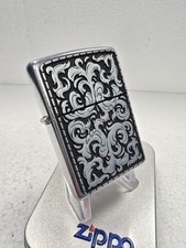 GENUINE Zippo Lighter MARLBORO SWIRLING SCROLL Street Chrome 2003 NEW IN TIN