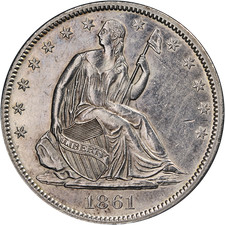 1861-O Mezzo Dollaro Seduto a