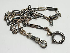 RARA antica CATENA OROLOGIO DA TASCA in argento sterling e smalto anni '20/ma...
