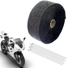 Bende Termiche Moto,5M Nero Nastro Termico Isolante in Fibra Di Vetro Con 10 Fas