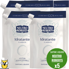 NEUTRO ROBERTS RICARICA SAPONE LIQUIDO IDRATANTE  MANI VISO CORPO 400ML 5 PEZZI