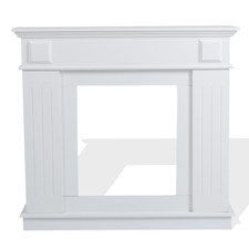 Mobili Rebecca Cornice Decorativa Camino Finto Legno Bianco Classico 100x109x26