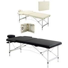 HOMCOM Lettino Massaggio Pieghevole, Custodia Trasporto Legno ed Finta Pelle