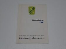 AUTOBIANCHI BIANCHINA VAN LIBRETTO USO E MANUTENZIONE 1966