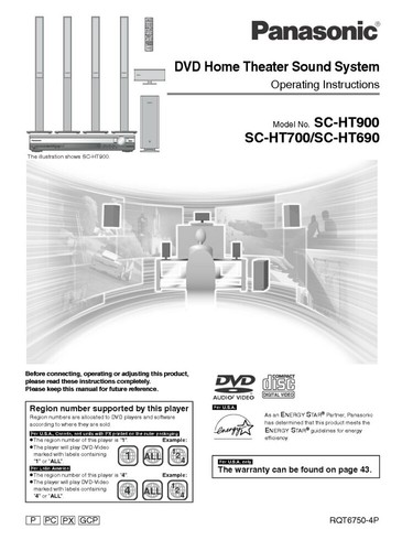 Panasonic ht690 ht700 - panasonic, sc-ht700