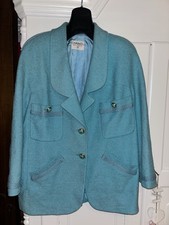 Bellissima Giacca Blazer Chanel Originale Vintage Turchese 44