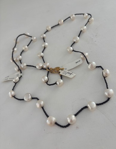 Collana corda uncinetto - , perle