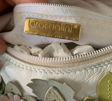 Braccialini borsa pelle bianca con  fiori