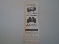 advertising Pubblicità 1956 MACCHINA FOTOGRAFICA LEICA/BINOCOLI LEITZ
