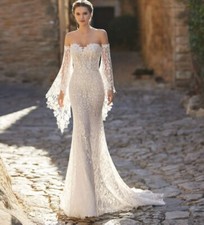 Prezioso abito da sposa in pizzo macramè Rosa Clarà modello Usha
