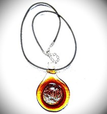 Ciondolo Goccia Pendente gancio vetro Murano + collana regolabile e moschettone.