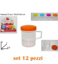Set 12 Barattoli Spargi Zucchero A Velo Farina In Plastica Tappo Colorato moc