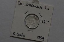 ? ?? INSEDIAMENTI DELLO STRETTO 10 CENTESIMI 1889 ARGENTO VICTORIA B66...