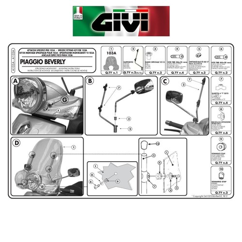 Attacchi parabrezza piaggio - parabrezza,