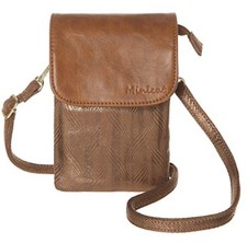 MINICAT RFID piccola borsa a tracolla porta cellulare portafoglio marrone metallizzato