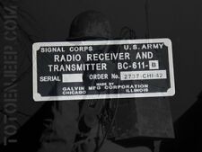 plate plaque plaquette radio BC611 B ALU jeep willys scr 536 gi us ww2 