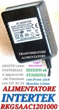 ALIMENTATORE Trasformatore 12V 1A AC Intertek RKGSAAC1201000 Adaptor PEZZO UNICO