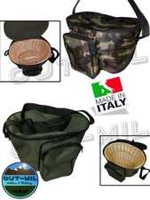 Borsa tracolla artigianale raccolta funghi gerla cesto vimini verde mimetica