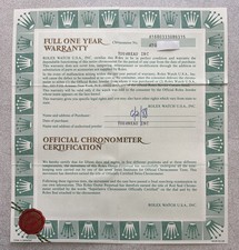 Rolex Submariner 16803 Guarantee Warranty Garanzia 1988