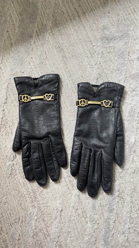 Guanti moschino pelle nera - guanti,