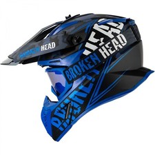 Casco Cross Broken Head Squadron Rebelution Blu + Occhiali MX-2 Blu Specchiato