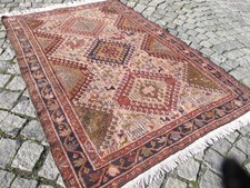 Tappeto pittorico orientale fatto a mano, indossato tappeto lana sbiadita vintage decorazione boho tappeto kilim