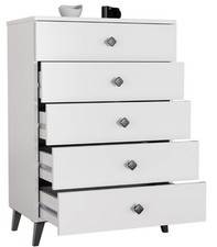 BDW Cassettiera bianca con 5