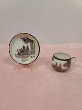 Set da tè Giappone bambù ponte di montagna scena tazza e piatto 4 pollici