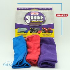 MA-FRA 3SHINE TRE PANNI IN MICROFIBRA PER INTERNI ESTERNI VETRI AUTO E MOTO 0309