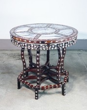 ⚜️ TAVOLO LEGNO SCOLPITO INTARSIATO MARMO CINA EPOCA 1800 PIANO TONDO YIN YANG