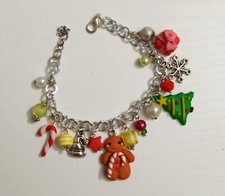 Bracciale Natalizio In Fimo - Albero di Natale, regalo, Omino Pan Di Zenzero