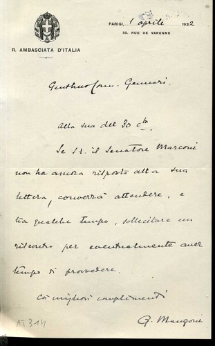 Autografo gaetano manzoni - gaetano,