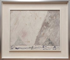 RACITI MARIO (1934) ISOLE E FARO tecnica mista su carta applicata su tela 1964 c