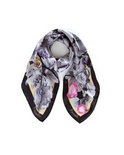 Braccialini - Foulard squadrato donna nero in tessuto con stampa floreale